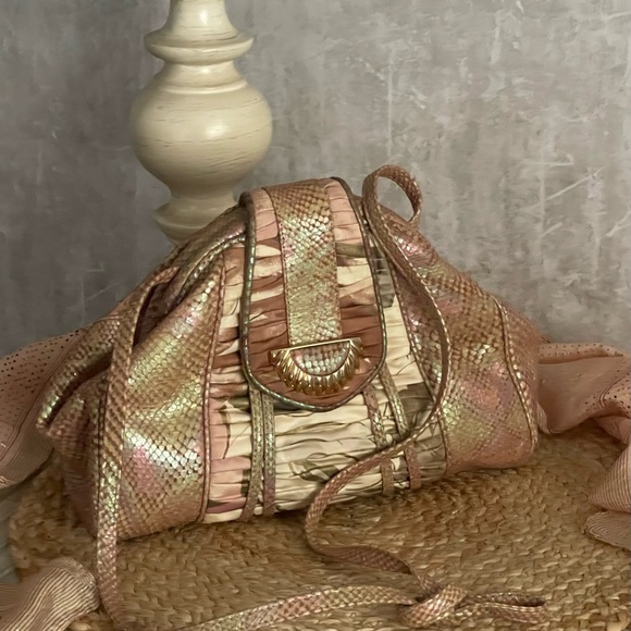 VTG Sharif Python Snakeskin Iridescent/Shimmering Framed Shoulder HandBag/Purse - Picture 12 of 12